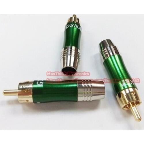 Green RCA Plug Male With Aluminum Housing And Copper Plug , Gold Plated , 8pcs ,Free shipping