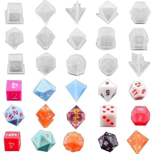 15pcs Crystal Epoxy Mirror Dice Casting Mold Irregular Letter Number Dice Silicone Mold Digital Game Dice Making Accessories