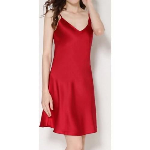 Womens 100% Real Silk Satin Silk Full Slip Chemise Nightdress Sleepwear Adjustable Straps M L XL 2XL 3XL 3104