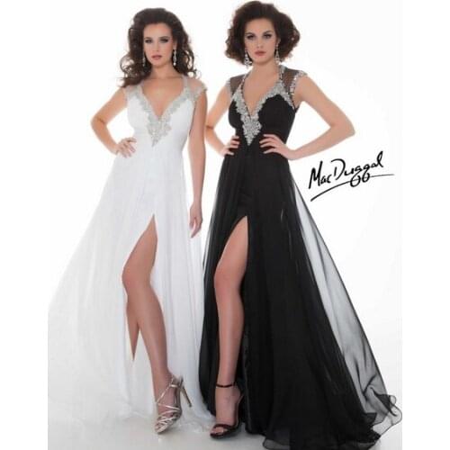 Free shipping vestidos de festa 2016 new fashion white long hot sexy backless chiffon party prom gown Formal Evening Dresses