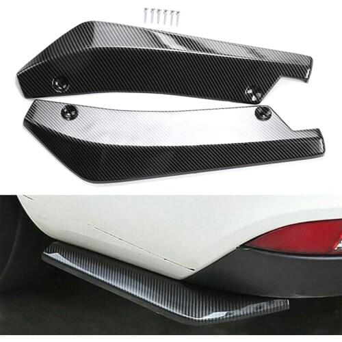 1 Pair 44*11cm Carbon Fiber Black Car Rear Bumper Lip Spoiler Diffuser Splitter Scratch Protector Decorative