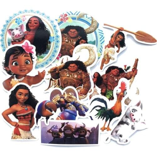 10pcs/lot Disney Princess Moana Notebook refrigerator skateboard trolley case decals backpack Tables waterproof car sticker