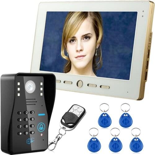 10" TFT RFID Password Video Door Phone Doorbell Intercom System With IR Camera 1000 TV Line Remote Access Control System
