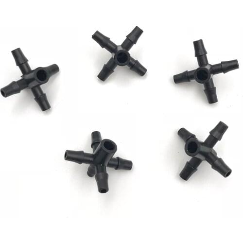 100Pcs Five-way Water Connectors Splitters Agricultural Irrigation Garden Lawn 3/5mm Water Hose Connector Drip Irrigation System