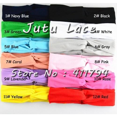 12 pcs / lot , 5.5 * 42 cm cotton messy headband , messy headband for girls Wide-brimmed cross hair band