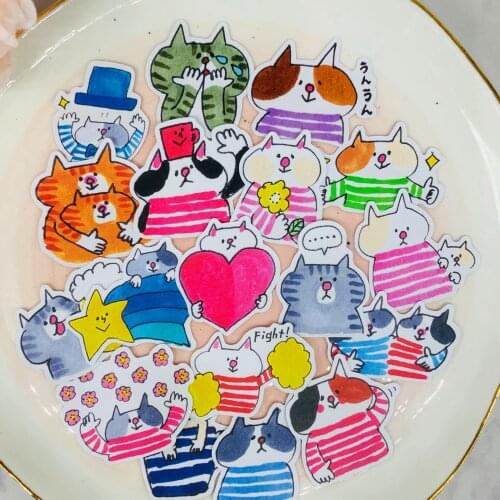 18pcs Funny cat Stickers Adhesive Stickers DIY Decoration Diary Japa Stationery Stickers Children Gift