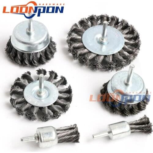50-100mm Twist Knotted Wire Wheel Cup Brush End Brush for Drill Shank Mounted 6mm Perfect For Rust Removal Corrosion Paint 2Pcs