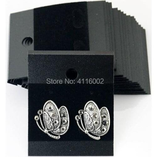 2000pcs 5*4.5cm Plastic Velvet Earring Ear Studs Holder Display Hang Cards Black Jewelry Stores Necessities