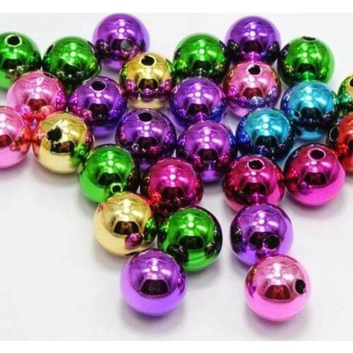 50 Shiny Mixed Color Metallic Acrylic Christmas Round Beads 12mm(1/2")