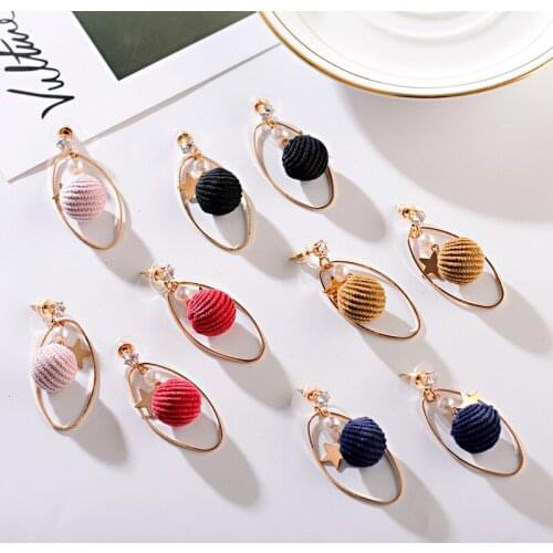 7 Color Korean Style Sweet Cute Star Metal Earrings Girls 2020 Hair Ball Fashion Earrings Jewelry Party Gift