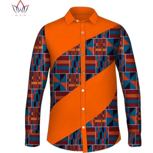 African Men Clothing Dashiki Men Lapel Top Shirt Bazin Riche African Men Clothes Cotton Print Patchwork Tops Shirts WYN1413