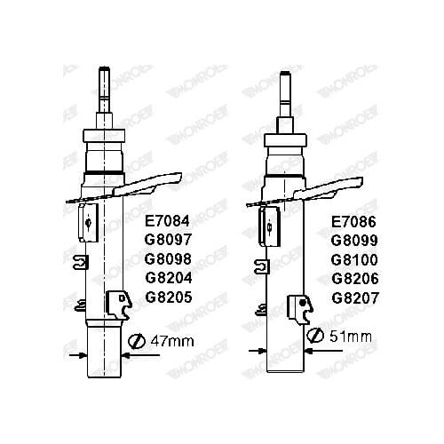 SHOCK ABSORBER FRONT FOR REPLACEMENT LEFT C3 II 09-16 / DS3 is MONROE G8205