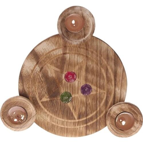 B36F Wooden Candle Holder Astrology Pentacle Altar Plate Divination Candlestick Table Energy Ornaments Tarot Supplies