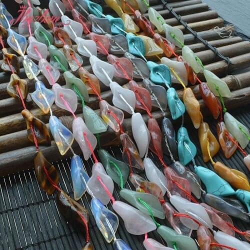 15x32mm Natural Stone Beads Flower Agates,Tiger Eye,Quartz Beads For DIY Necklace Bracelets Jewelry Making 15" Free Shipping