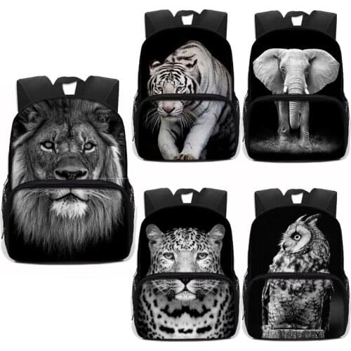 Black Animal Leopard / Panda / Owl / Tiger Backpack For Teenagers Travel Laptop Bag Quality Canvas Rucksack Bookbags Gift