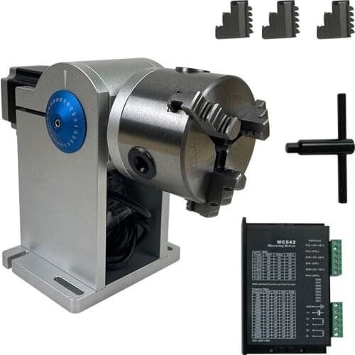 Fiber Laser Marking Machine Parts Rotary With Driver Worktable Diameter 80mm Rotary Fixture Gripper Three Chuck Rotary Axe
