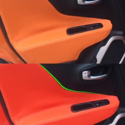For Jeep Renegade 2015 2016 2017 4pcs/set Car Door Handle Armrest Panel Microfiber Leather Cover
