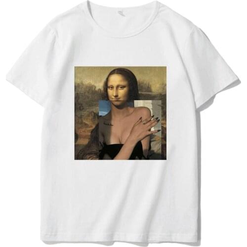 Banksy Renaissance Mona Lisa Street Artist T-shirt Men Short Sleeve TShirt Funny Tee Shirt Harajuku men clothing