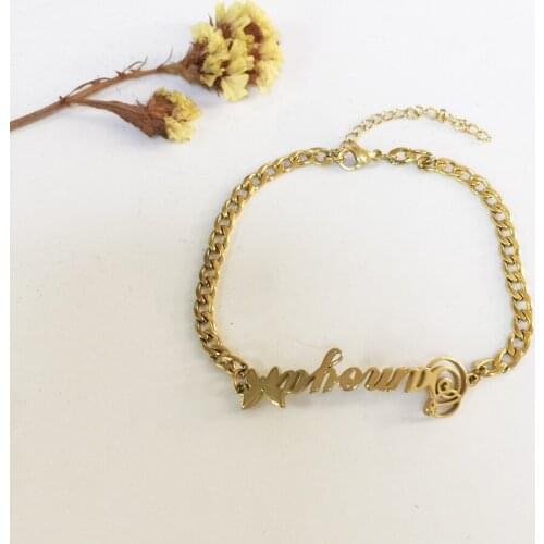 Customized Stainless Steel Name Bracelet Custom Personalized Letter Bracelet Women Nameplate Gift