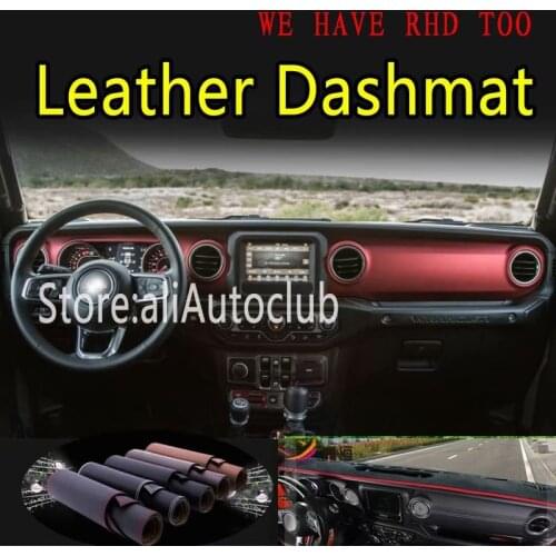 Leather Dashmat Dashboard Cover Dash Mat Carpet Car Styling Custom Accessories for Jeep Wrangler (JL) 2018 2019 2020 2021