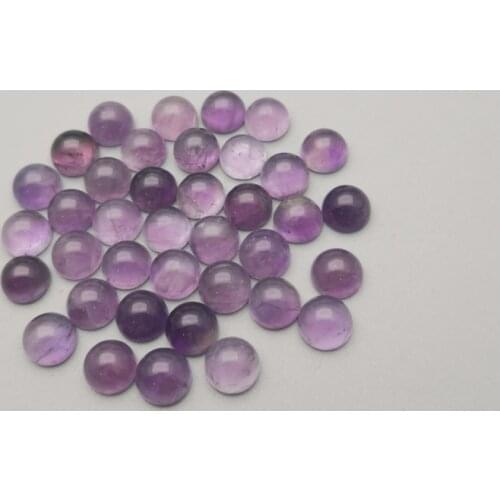 Fashion Amethysts Natural Stone round Beads 6MM cabochon Ring accessories 50Pcs/lot Free shipping no hole Flat-bottomed arc