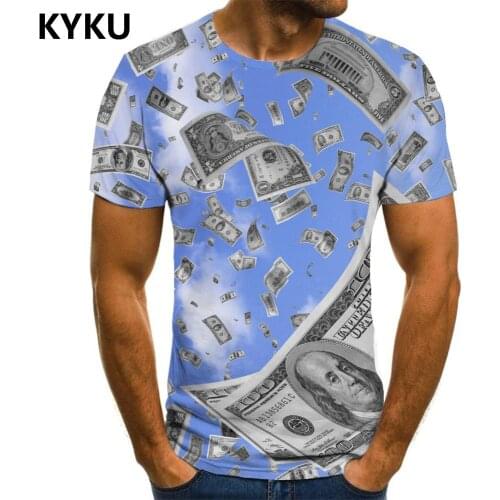 KYKU Money T shirt Men Dollar Tshirt Printed Cloud Anime Clothes Space T-shirts 3d Short Sleeve T shirts Cool Streetwear Tops