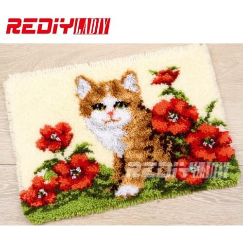 Hot 3D Latch Hook Rug Kits DIY Needlework Unfinished Crocheting Rug Yarn Cushion Mat Dog Flores Embroidery Carpet Rug Home Decor