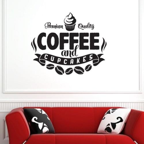 Hot Coffee Shop Sticker Milk tea Decal Cafe Cup Poster Vinyl Art Wall Decor Mural Decoration Break Bread Coffee Glass Decals