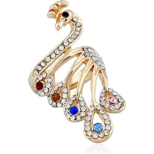 Exaggerated Gold Color Phoenix Shaped Statement Rings for Women Girls Lovers Fashion Classic Wedding Ring Jewelry
