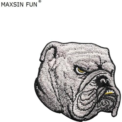 Maxsin 1 Piece Bulldog Patches For Clothing Sticker Paste For Clothes Bag Pants Dog Embroidered Cute Iron On Patch