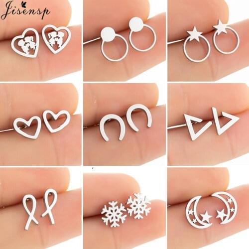 Fashion Cute Animal Stud Earrings for Women Kids Stainless Steel Jewelry Cute Star Moon Horseshoe Snowflake Earing Gift aretes