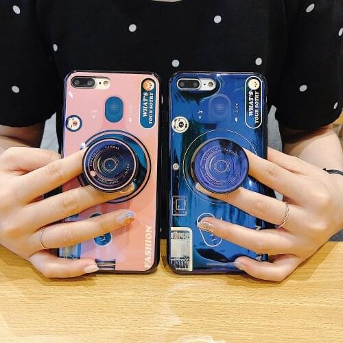 Fashion Fold Holder Silicone Case For OPPO RealmeC12 Retro Camera Case