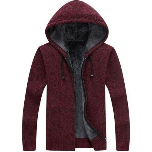 2021 Sweater jacket Men Sweater Mens Coat hooded jacket mens New Korean casual Plush thickened jacket knitted zipper warm Men