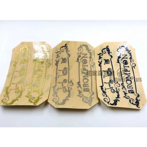 3-color bicycle sticker cutout metal tags for brompton folding bicycle front beam sticker black gold silver