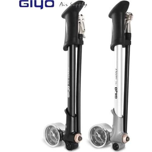 GIYO Bicycle Pump With Gauge High Pressure Hand Mini Pump Hose Air Inflator Schrader Cycling Fietspomp Shock Fork Tire Bike Pump