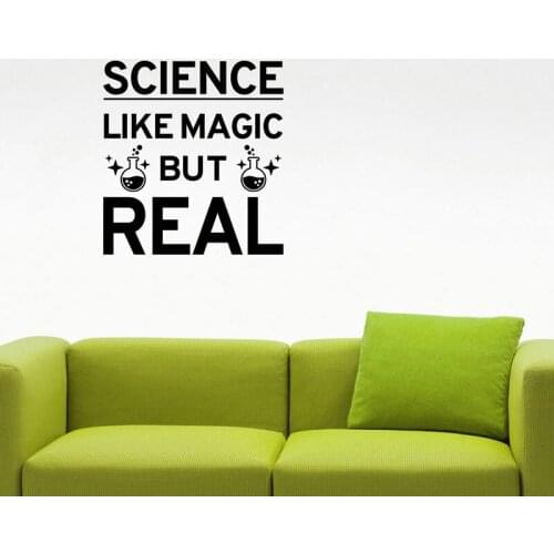 "Science is like magic but it is real" vinyl decal study learning education inspiring, school classroom interior decoration KX16