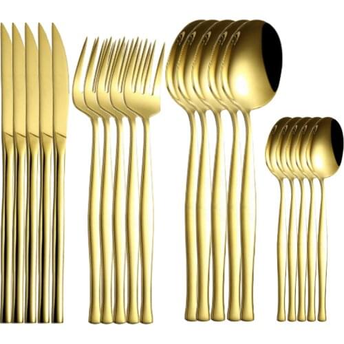 Stainless Steel Dinner Cutlery Silverware Covered Gold Kitchen Gold kitchen Accessories for Dinnerware Forks and Spoon Sets