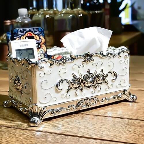 Nordic Luxury Tissue Boxes Holder Plush Container Tissue Box Holder Fashion Rectangle Cover Tovaglioli Carta Tissue Cover AB50ZJ