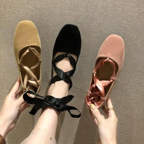 New product launch solid color simple long ribbon design lightweight soft comfortable womens shoes 2020 spring autumn W33-70