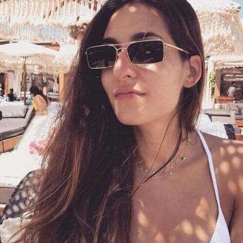 Rectangle Classic Retro Sunglasses Women Glasses Lady Luxury Metal Sun Glasses Female Vintage Mirror Oculos De Sol Feminino