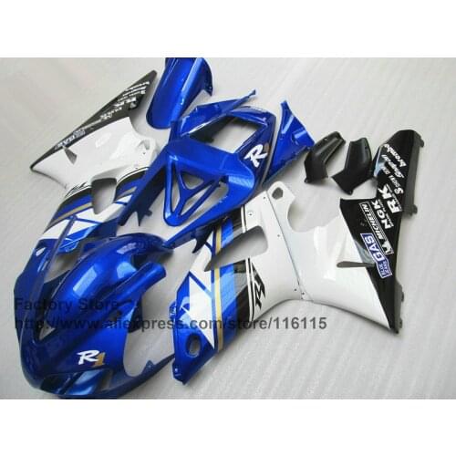 Custom 100% fit injection fairings kit for 1998 1999 YAMAHA YZF R1 98 99 blue white aftermarket fairing parts