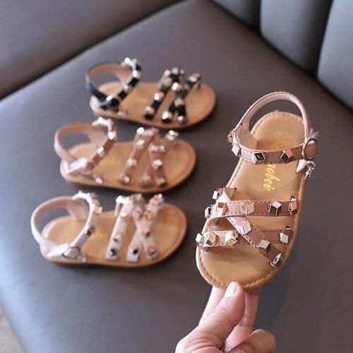 Fashion Rivets Baby Girl Dress Sandals New 2021 For Kids Summer Children Beach Shoe Toddler Little Girl Sandals 1 2 3 4 5 6 Year