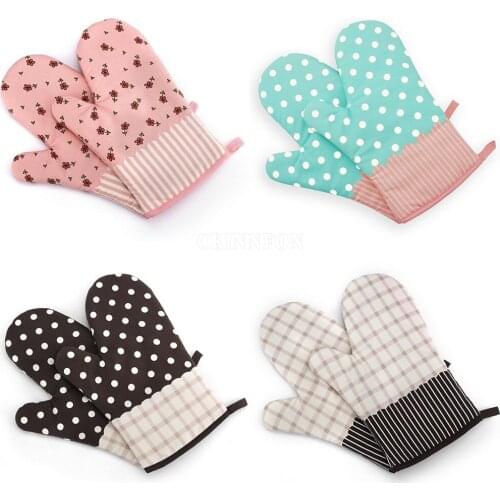 100Pcs/Lot 2Pcs/Lot/Pair Polka Dot Oven Baking Heat Resistant Anti-slip Gloves Mitt