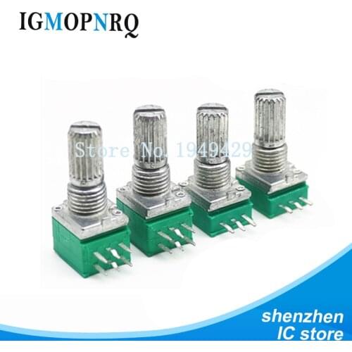 50pcs RK097N 5K 10K 20K 50K 100K 500K B5K with a switch audio 3pin shaft 15mm amplifier sealing potentiometer