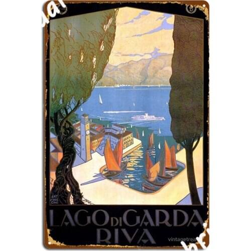 Lago Di Garda Lake Garda Vintage Poster Restored Poster Metal Plaque Classic Club Mural Garage Decoration Tin Sign Posters
