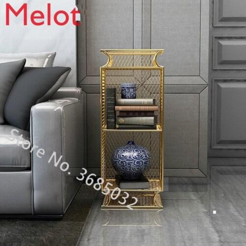 Waterproof Golden Bookshelf Floor Bedside Shelf Bedroom Living Room Not Fade Storage Rack Organizing Shelf for Dormitory Home