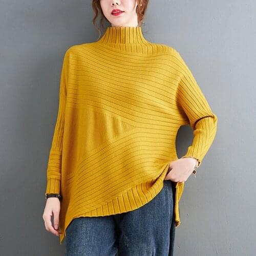 Oversized Women Loose Casual Sweaters New Arrival 2021 Autumn Winter Simple Style Turtleneck Female Knitted Pullovers B1049