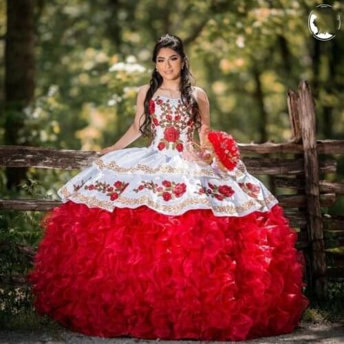 Sweet 16 Quinceanera Dresses Flower Applique Beaded vestido 15 anos Formal Mexican vestidos de quinceañera