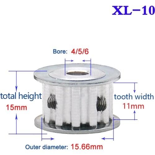 1Pcs XL 10 Tooth 12 Tooth Synchronous Wheel Timing Belt Pulley Transmission Wheel Bore 3/3.175/4/5/6/6.35/8mm Width 11mm