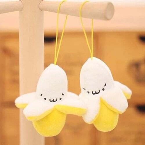 1Pcs 7CM Approx Super Cute Kawaii Fruit Banana Stuffed Plush Toy Banana key chain Plush Hook Pendant